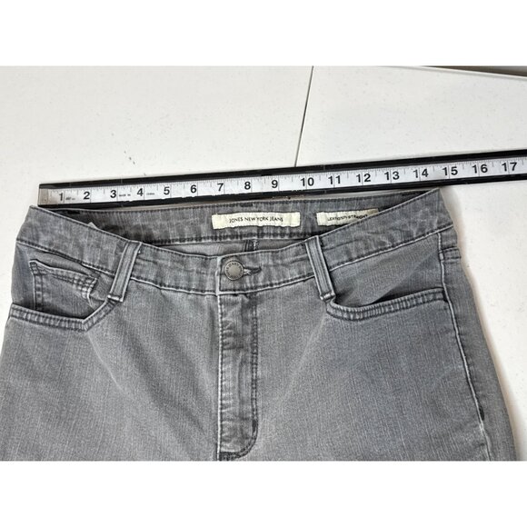 Jones New York Women 10 Gray Straight Leg Jeans Secret Slimming Stretch - Picture 8 of 10